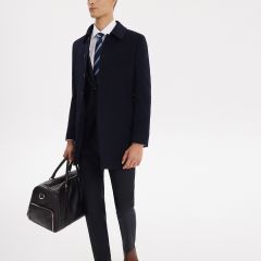 LORO PIANA藏青色羊绒大衣呢